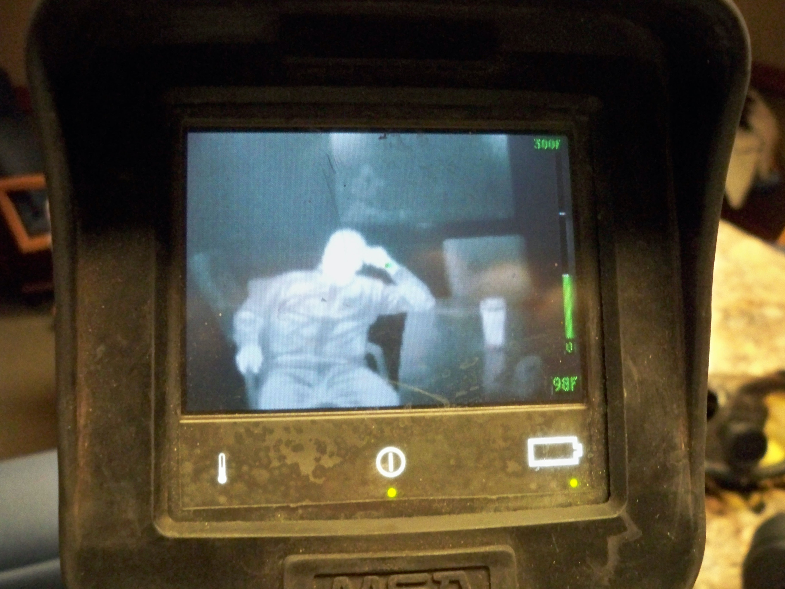 The view through a thermal imaging camera.