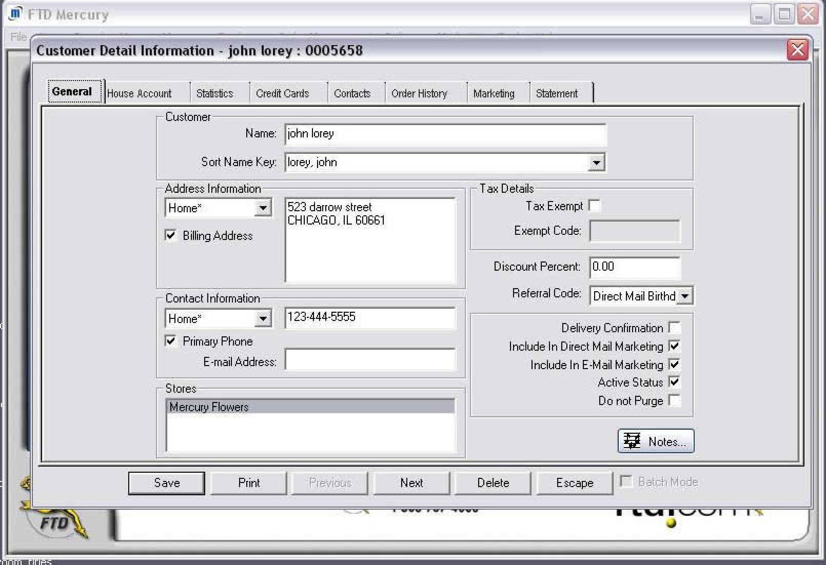 Screenshot of the FTD Point of Sale interface