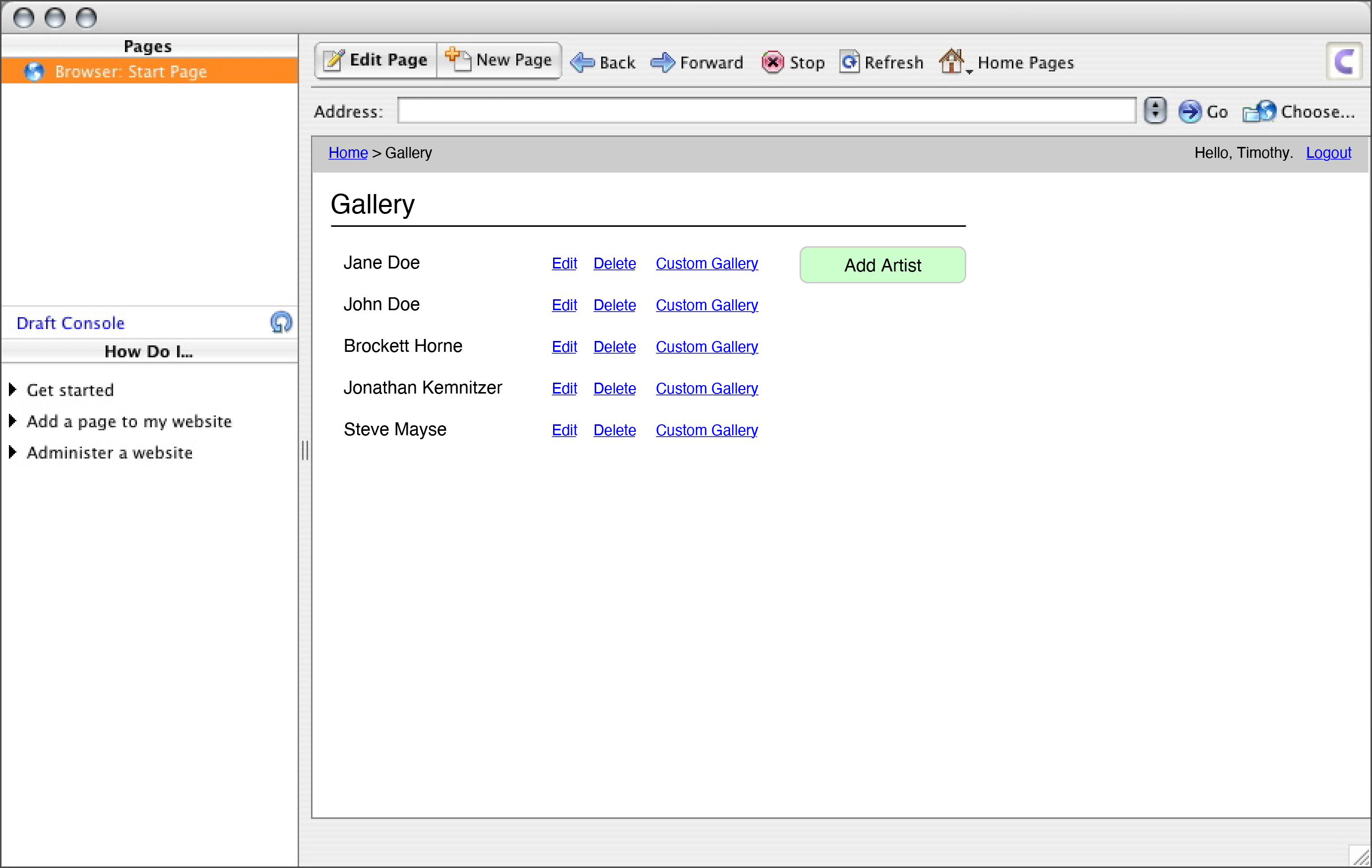 KCAI CMS wireframe
