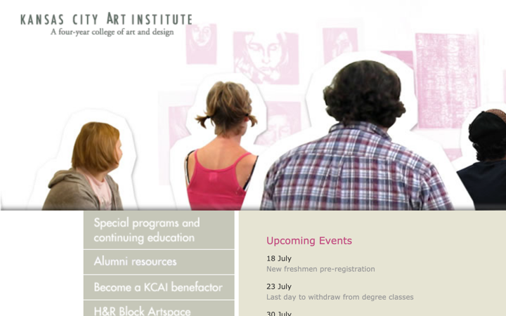 Cropped screenshot of the KCAI home page