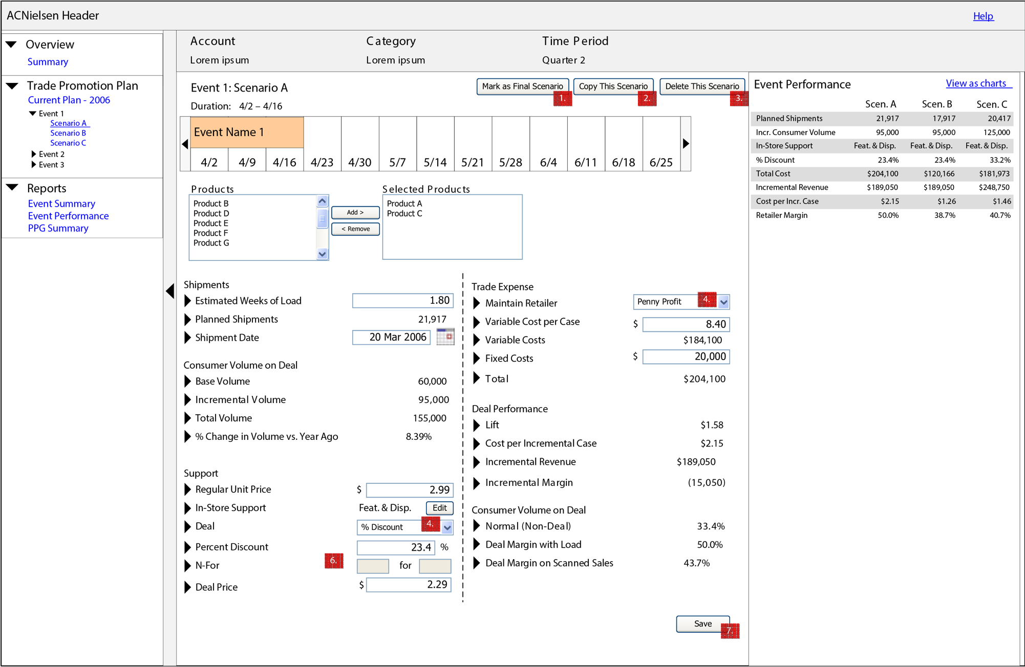 Wireframe for an app in the Nielsen suite