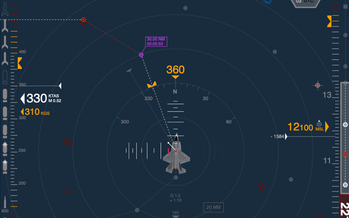 Cockpit interface showing novel flight controls